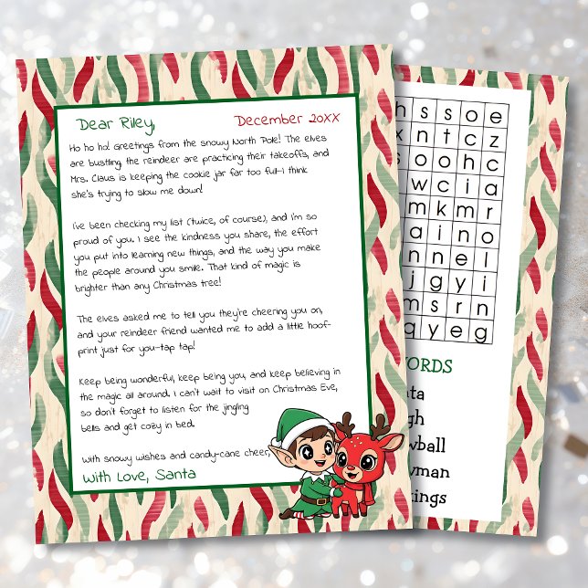 Cute Personalized Letter from Santa | Word Search (Créateur téléchargé)