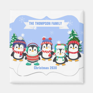Cute Personnalisé Cinq Pingouins Magnet de Noël