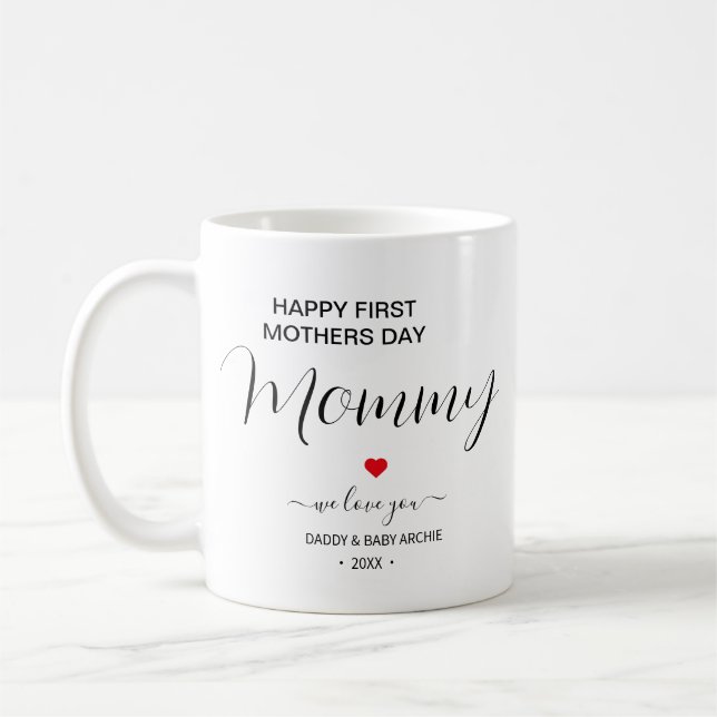 Cute Personnalisé Premier Fête des Mères café Mug (Gauche)