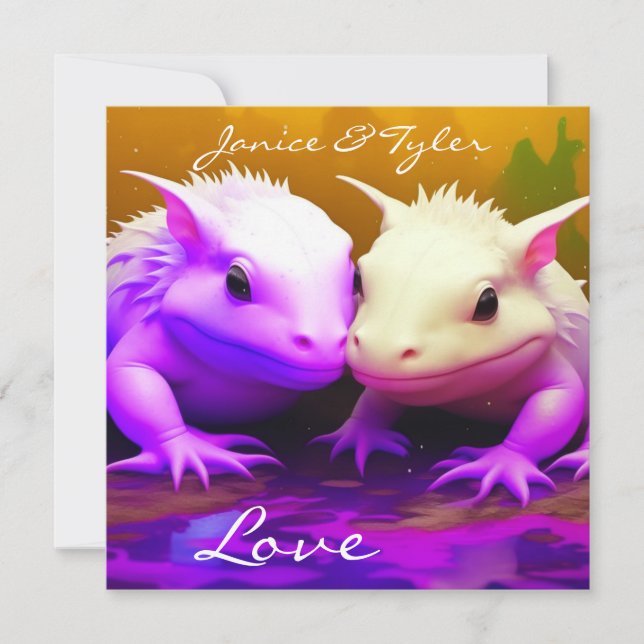 Cute personnalisée Axolotl Couple Amour art IA (Devant)
