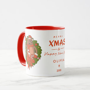 Cute personnalisée Sloth Christmas Mug - Custom