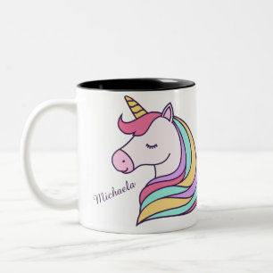Cute Personnalisée Unicorne Mug à deux tons