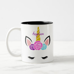 Cute Personnalisée Unicorne Mug à deux tons