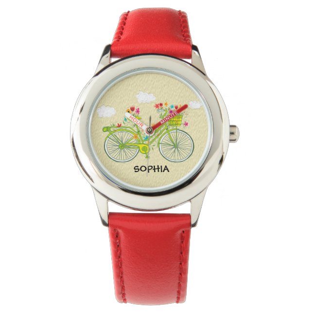 Cute Personnalisée Vintage Vélo Montre pour enfant (devant)