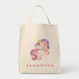 Cute personnalisées unicorn sac fourre-tout rose a
