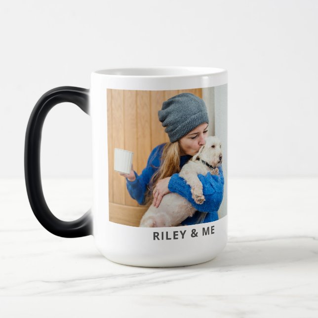 Cute Pet Simple Modern Photo And Name Mug (Gauche)