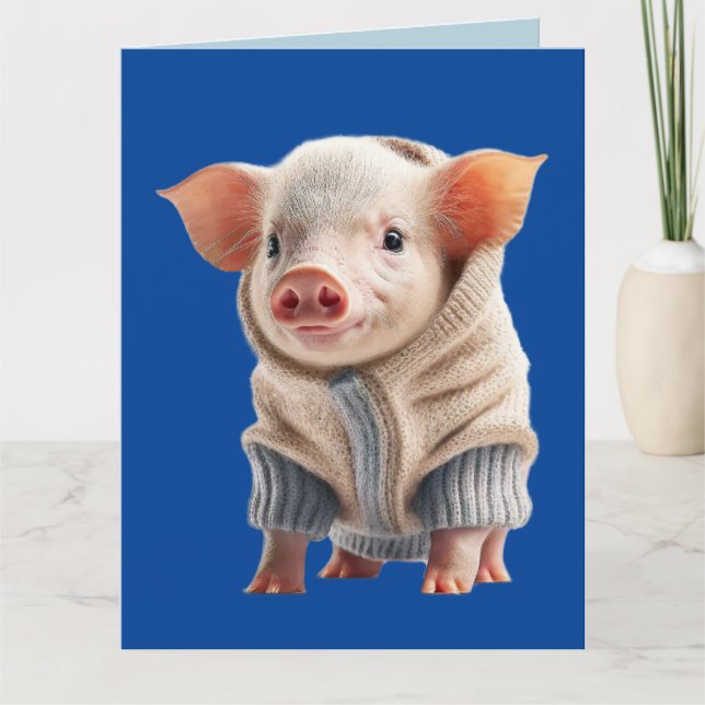 CUTE PIG CARTE DE SALUT ANNIVERSAIRE ANNIVERSAIRE (Devant)