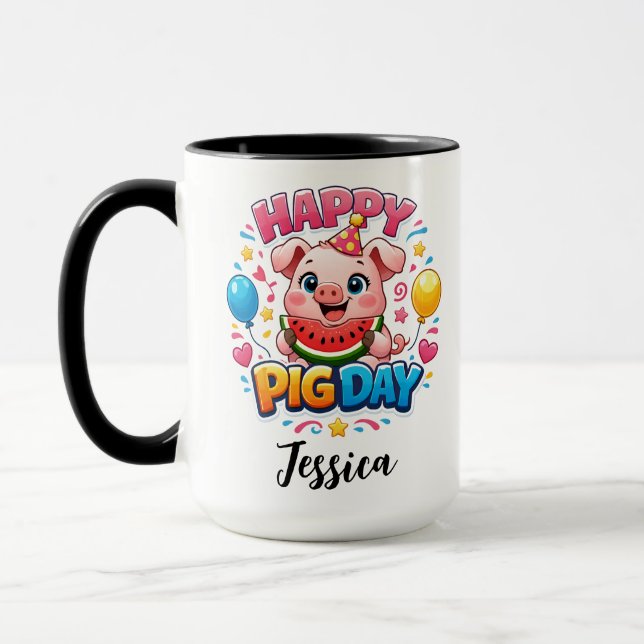 Cute Pig Day Mug – Adorable Pig Lover (Gauche)