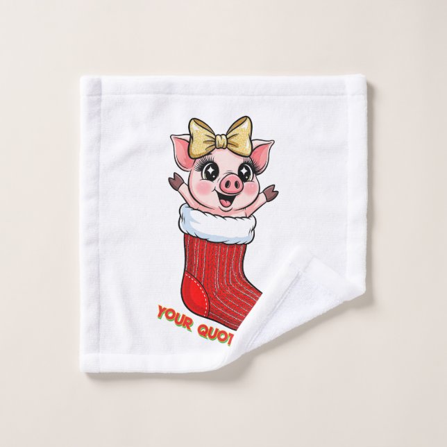 Cute Pig in Christmas Stocking (Gant de toilette)