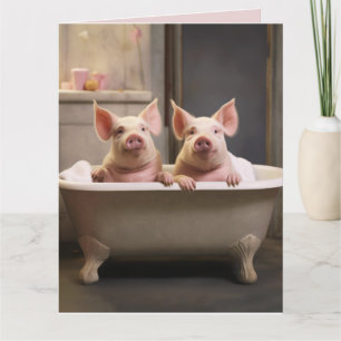 CUTE PIGS AMUSANT ANNIVERSAIRE Carte de voeux