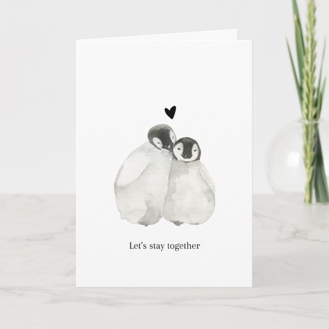Cute pingouin couple carte de voeux valentine (Devant)