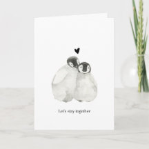 Cute pingouin couple carte de voeux valentine