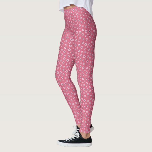 Cute "Pink and White Small Print" Leggings de Yoga (Gauche)