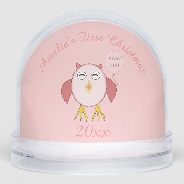 Cute Pink Baby Girl Owl Custom First Christmas (Avant)