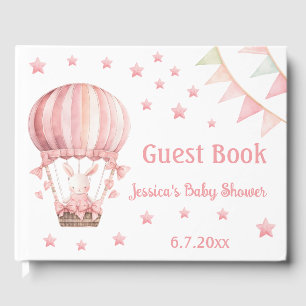 Cute Pink Blush Bunny Baby shower Livre d'invité