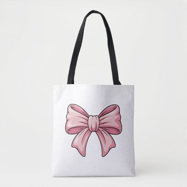 Cute Pink Bow Coquette Aesthetic Canvas Tote Bag (Devant)