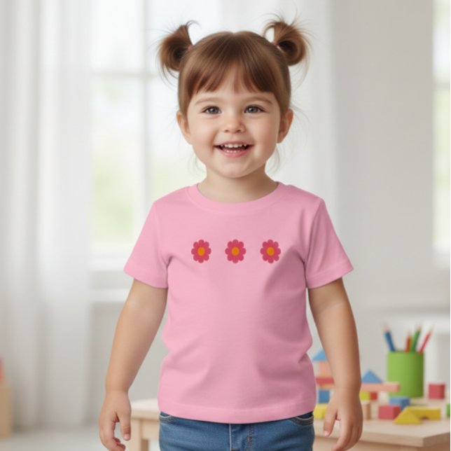 cute pink daisies baby tshirt (Créateur téléchargé)