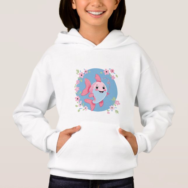 Cute Pink Fish – Kids’ Hoodie (Devant)