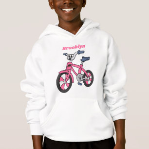 Cute pink kids bicycle cartoon illustration