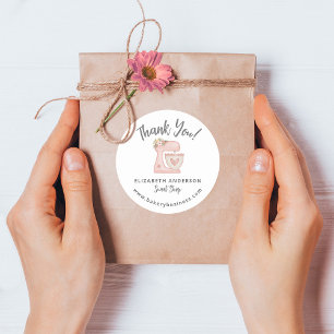 Cute Pink Mixer Boulangerie Business Merci Sticker
