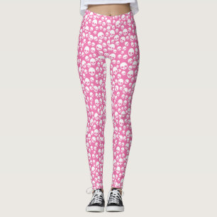 Cute Pink Random Skulls Motifs Leggings