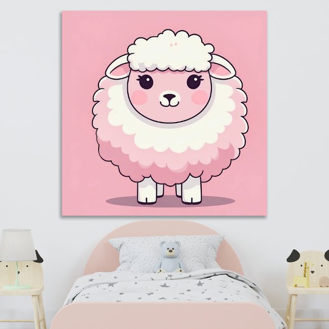 Cute Pink Sheep Nursery Wall Art Print Poster (Créateur téléchargé)