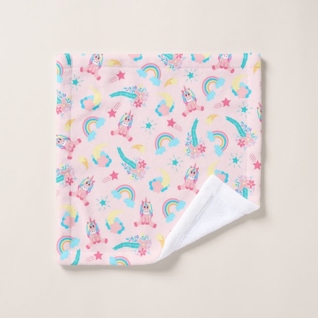 Cute Pink Teal Unicorn Rainbow (Gant de toilette)