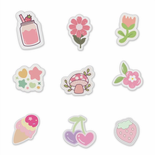 Cute Pink-Themed Stickers for Spring & Summer Vibe (Devant)
