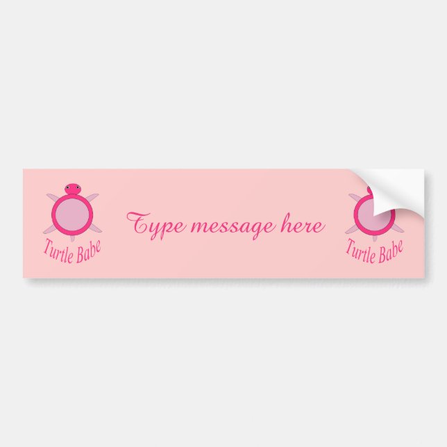 Cute Pink Turtle Babe Car Sticker (Devant)