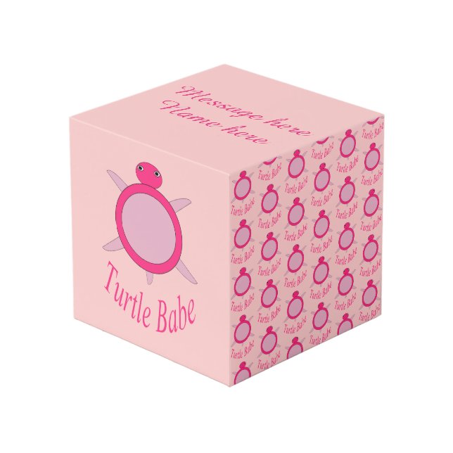 Cute Pink Turtle Babe Photo personnalisée Cube (Angle devant)