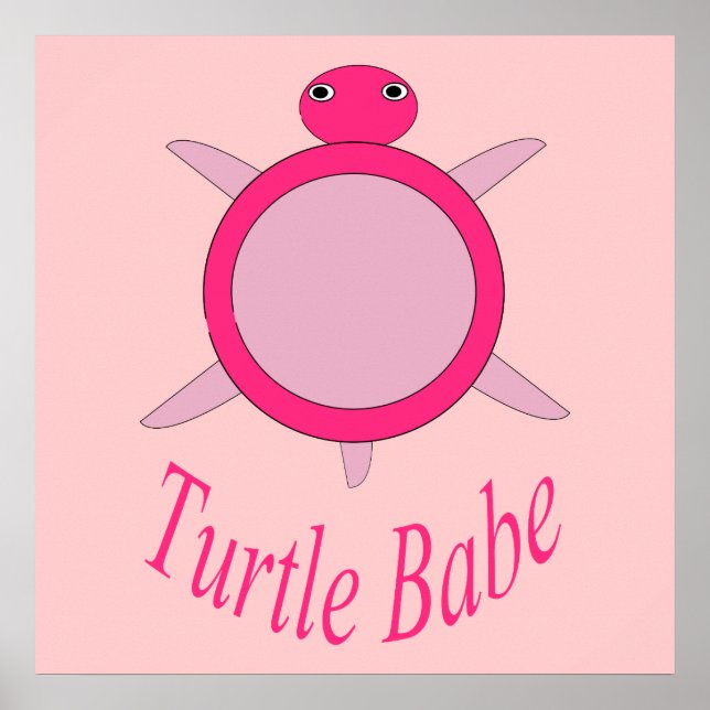 Cute Pink Turtle Babe Poster (Devant)