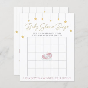 Cute Pink Unicorn Baby shower Bingo Jeu