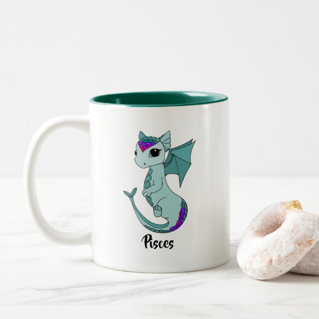 Cute Pisces Dragon design zodiac mug (Avec donut)