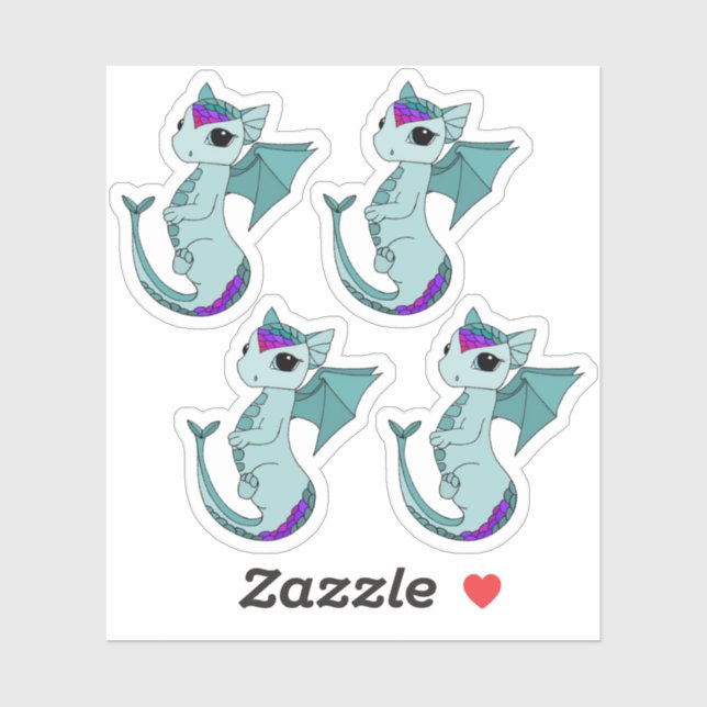 Cute Pisces Dragon design zodiac sticker (Feuille)