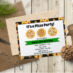 Cute Pizza Anniversaire Fête Invitation
