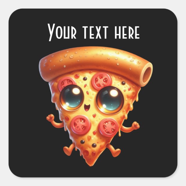 Cute pizza party amoureux Carré Sticker (Devant)