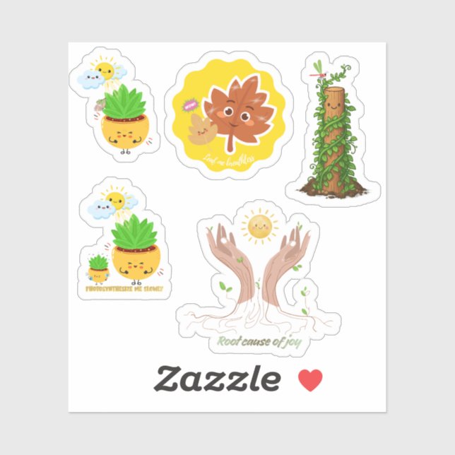 Cute Plant Pun Sticker Sheet Transferable (Feuille)