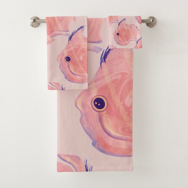 Cute Poisson Rose Serviette (En situation)