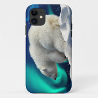 Cute Polar Bear Cub & Aurora iPhone 5 Coque