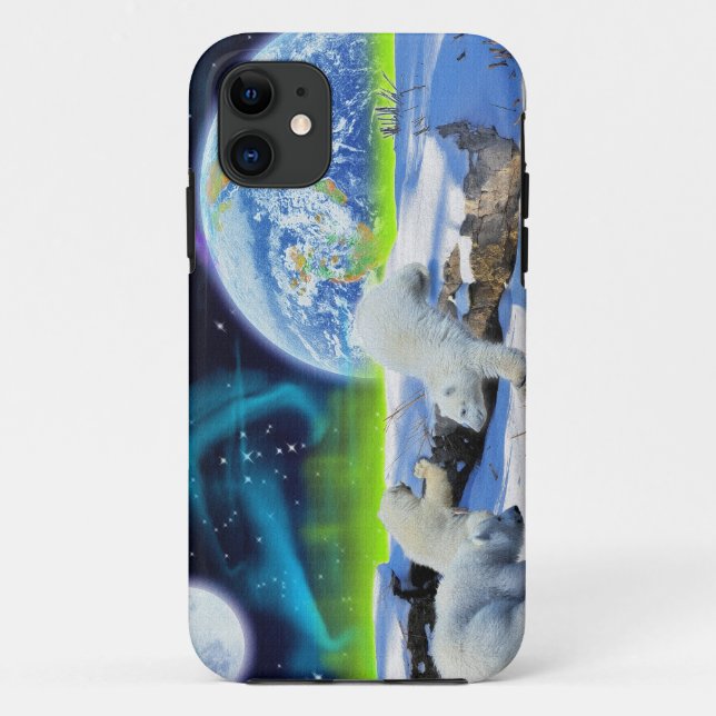 Cute Polar Bear Cubs & Aurora iPhone 5 Coque (Dos)