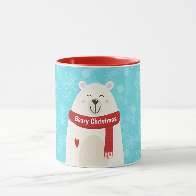 Cute Polar Bear Holiday Art Personal Mug Cup (Centre)