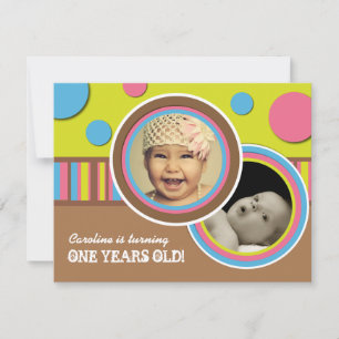 Cute Polk a Dot Anniversaire Fête Invitation