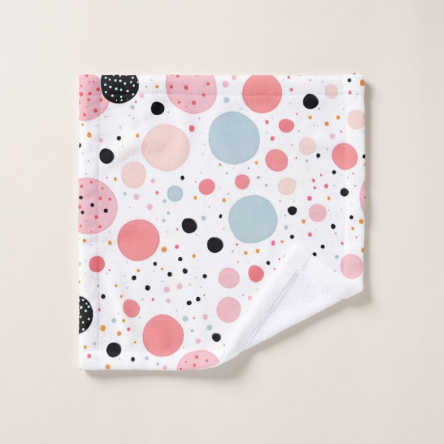 Cute polka point spot motif blanc (Gant de toilette)