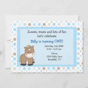 Cute Pony 1er Anniversaire Invitation pour garçons