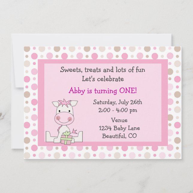 Cute Pony 1er anniversaire Invitation pour les fil (Devant)