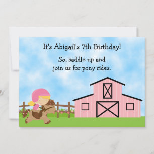 Cute Pony Rides Invitation d'anniversaire pour les