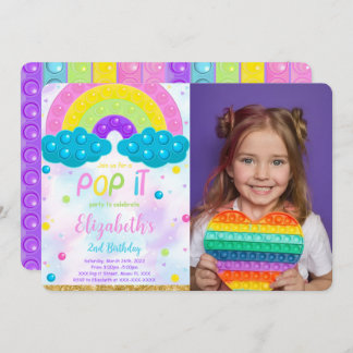 Cute Pop it Anniversaire Photo Invitation