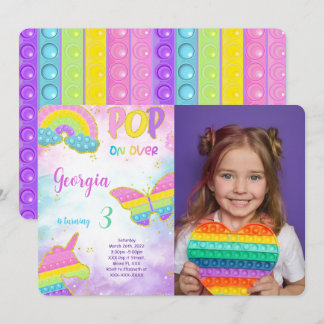 Cute Pop it Anniversaire Photo Invitation