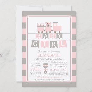 Cute Porte Filles Baby shower Invitation