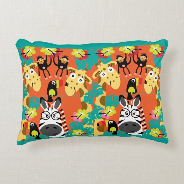 Cute pouponnière jungle animaux décor coussin (Devant)